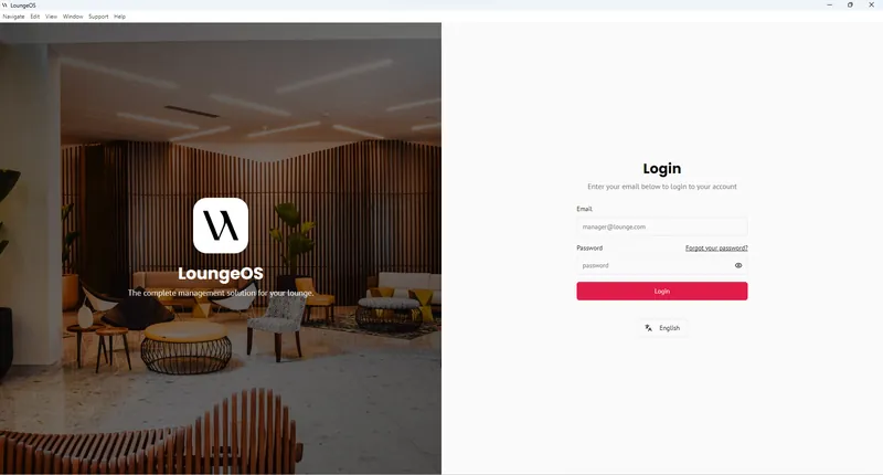 Écran de connexion LoungeOS